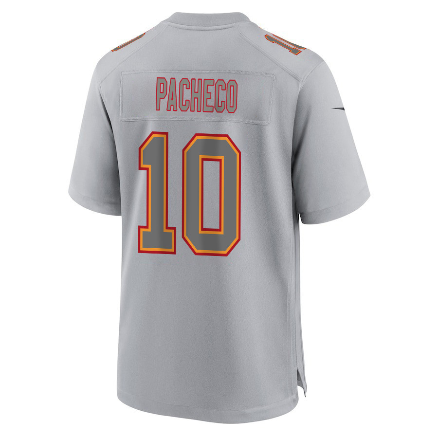 Isiah Pacheco 10 Kansas City Chiefs Super Bowl LVIII Champions 4 Stars Patch Atmosphere Fashion Game Men Jersey - Gray JS1644 Saliibo - Image 3