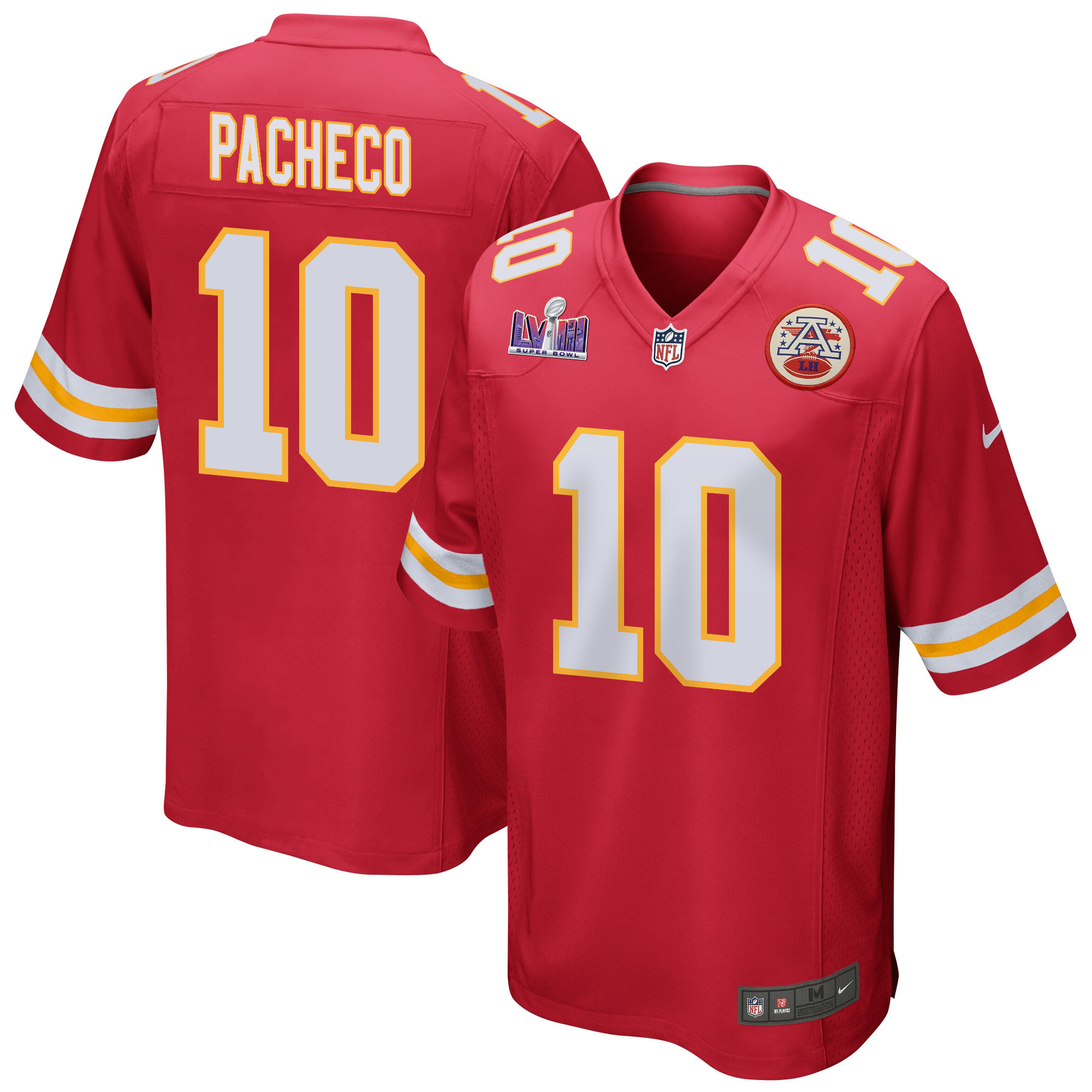 Isiah Pacheco 10 Kansas City Chiefs Super Bowl LVIII Patch Game Men Jersey - Red JS3069 Saliibo