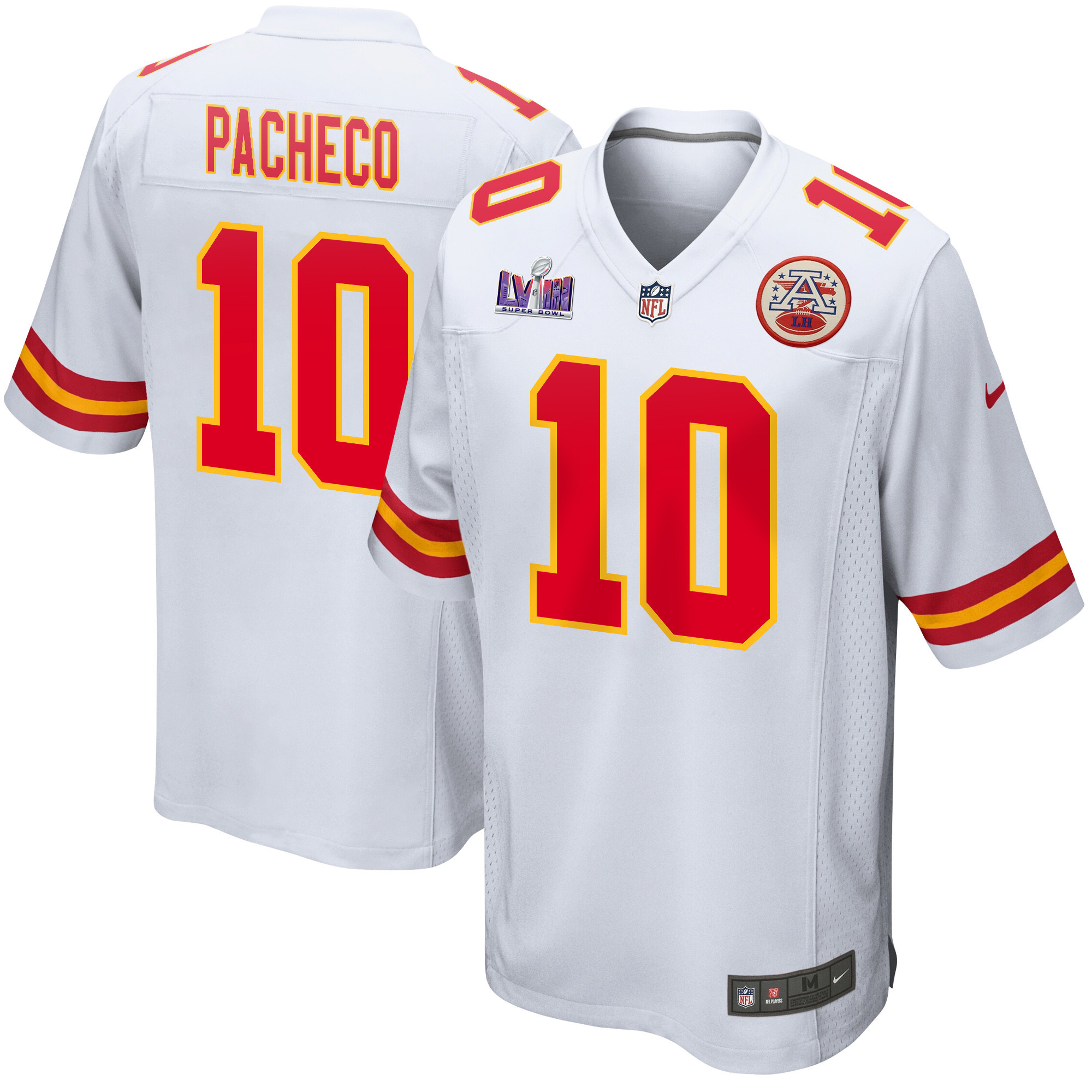 Isiah Pacheco 10 Kansas City Chiefs Super Bowl LVIII Patch Game Men Jersey - White JS5378 Saliibo