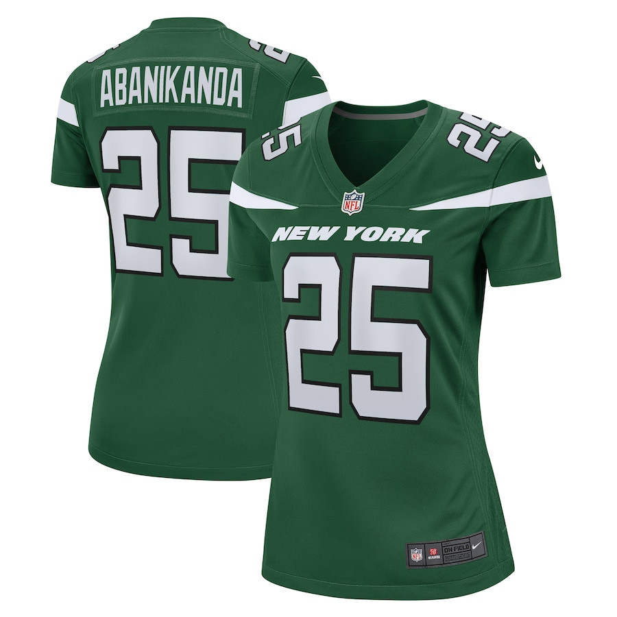 Israel Abanikanda 25 New York Jets Women's Game Jersey - Gotham Green JS5723 Saliibo