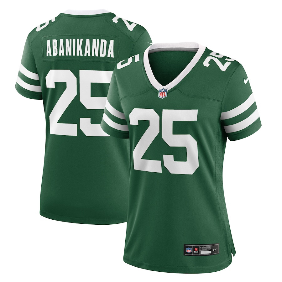Israel Abanikanda 25 New York Jets Women's Team Game Jersey - Legacy Green JS1449 Saliibo
