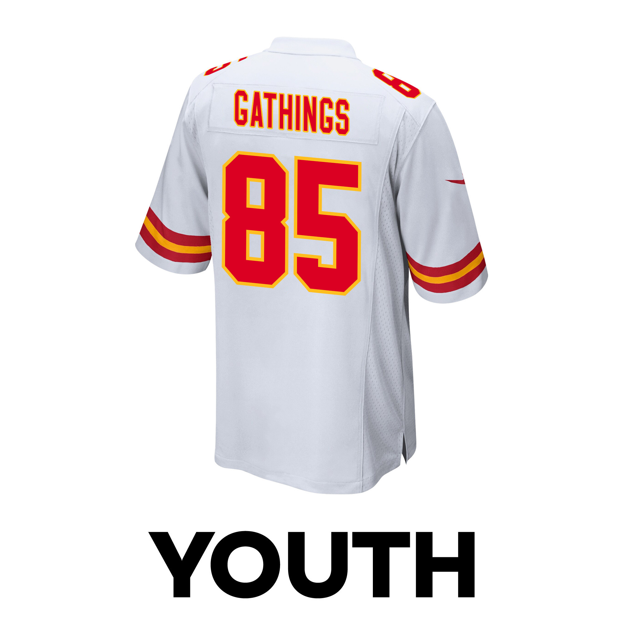 Izaiah Gathings 85 Kansas City Chiefs Super Bowl LVIII Champions 4 Stars Patch Game YOUTH Jersey - White JS1416 Saliibo - Image 3