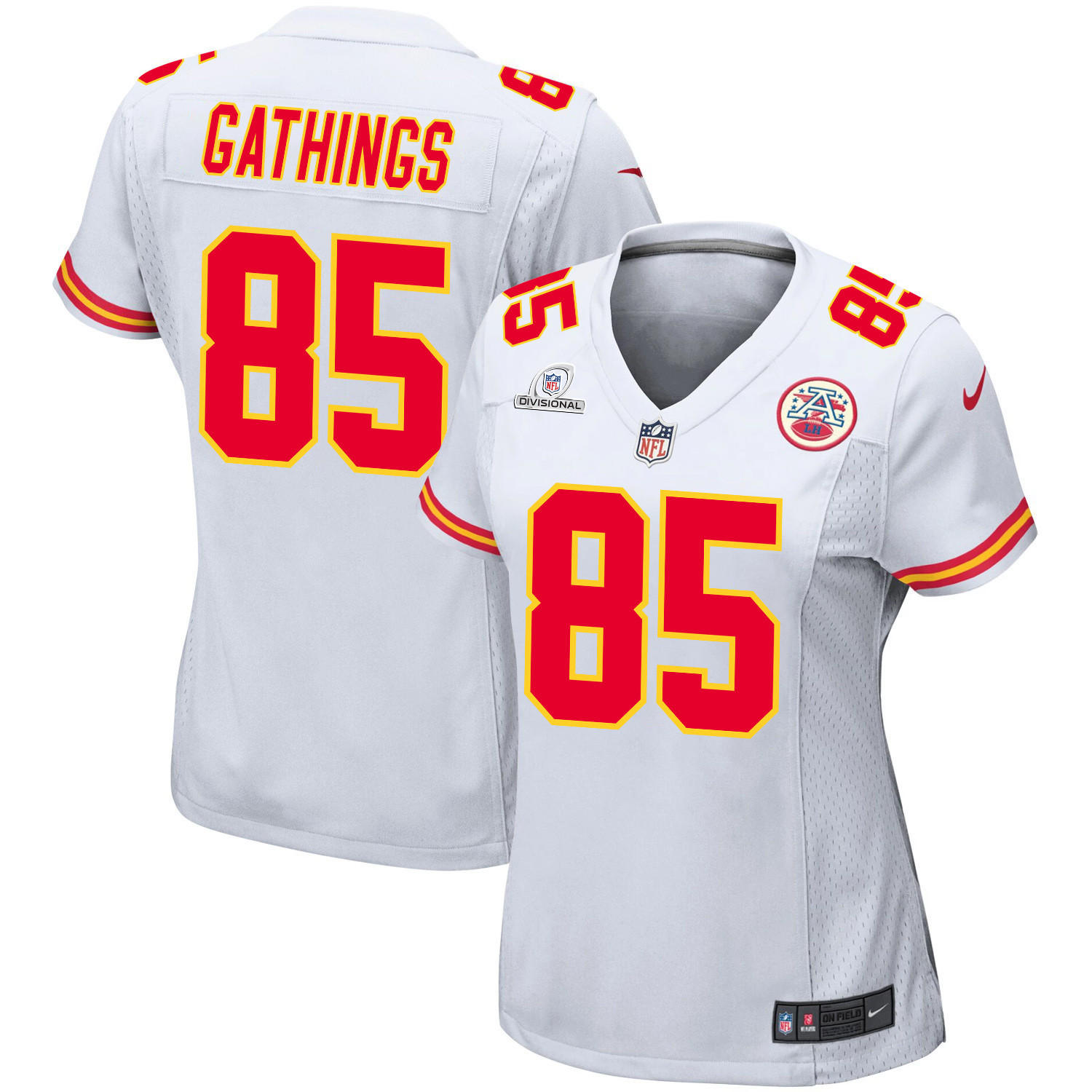 Izaiah Gathings 85 Kansas City Chiefs Super Bowl LVIII Patch Game Women Jersey - White JS8765 Saliibo