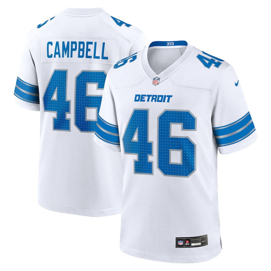 Jack Campbell 46 Detroit Lions White Game Men Jersey - White JS1639 Saliibo