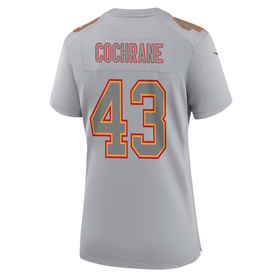 Jack Cochrane 43 Kansas City Chiefs Super Bowl LVIII Champions 4 Stars Patch Atmosphere Fashion Game Women Jersey - Gray JS2177 Saliibo - Image 3