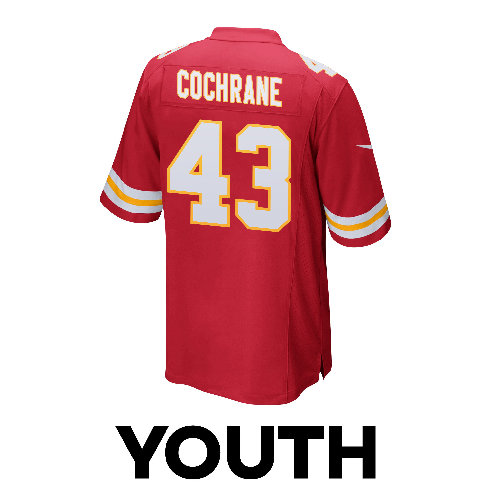 Jack Cochrane 43 Kansas City Chiefs Super Bowl LVIII Champions 4 Stars Patch Game YOUTH Jersey - Red JS4966 Saliibo - Image 3