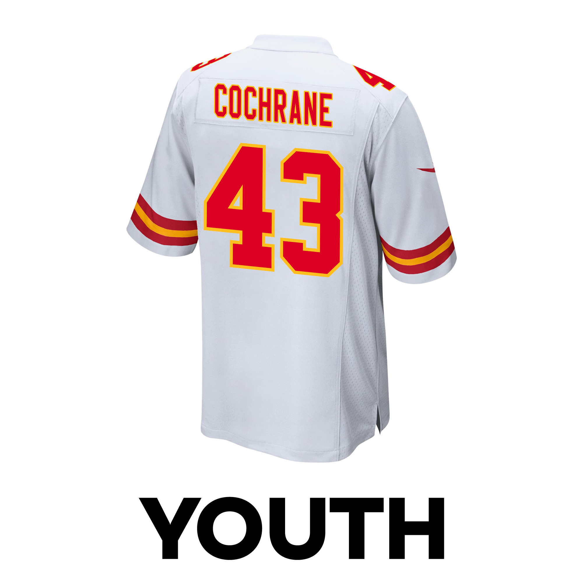 Jack Cochrane 43 Kansas City Chiefs Super Bowl LVIII Champions 4X Game YOUTH Jersey - White JS7508 Saliibo - Image 3