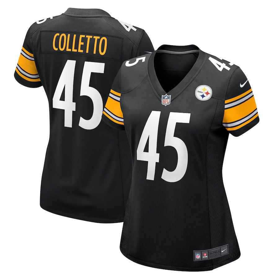 Jack Colletto 45 Pittsburgh Steelers Game Women Jersey - Black JS4611 Saliibo