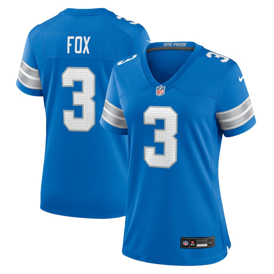 Jack Fox 3 Detroit Lions Women's Team Game Jersey - Blue JS3588 Saliibo