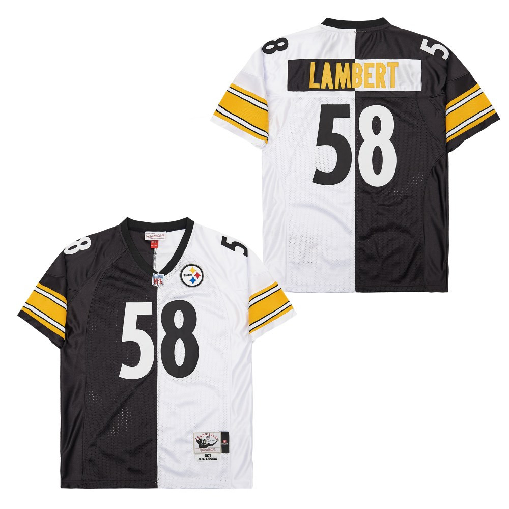 Jack Lambert 58 Pittsburgh Steelers Two-Toned Retro Throwback Men Jersey - Black/White JS7295 Saliibo