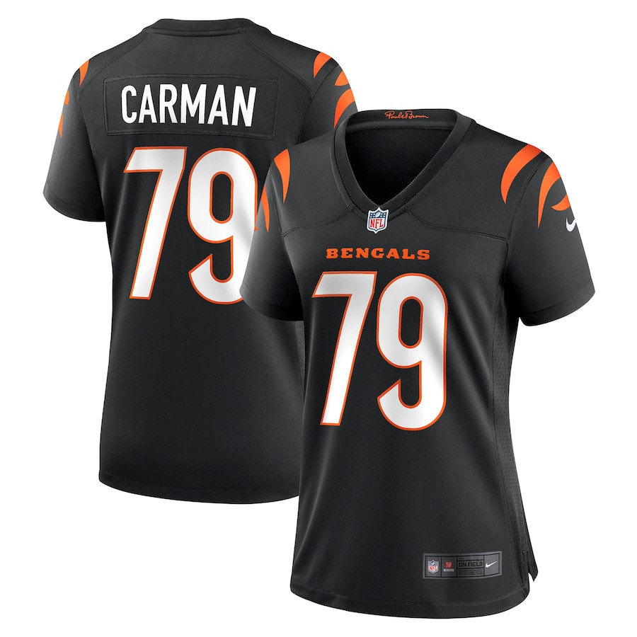 Jackson Carman 79 Cincinnati Bengals Women Game Jersey - Black JS9482 Saliibo