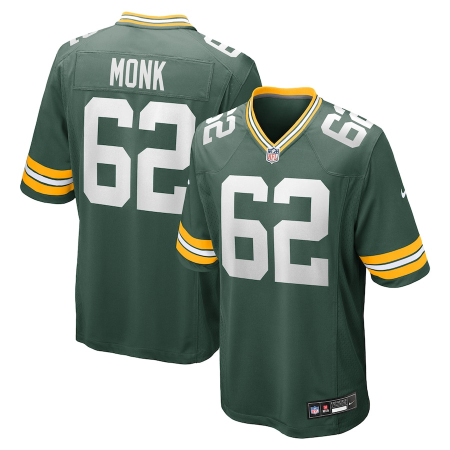 Jacob Monk 62 Green Bay Packers Game Men Jersey - Green JS6571 Saliibo
