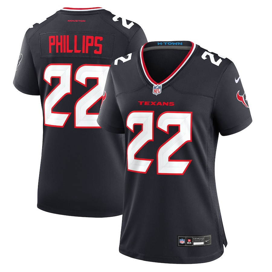 Jacob Phillips 22 Houston Texans Women's Game Jersey - Navy JS7054 Saliibo