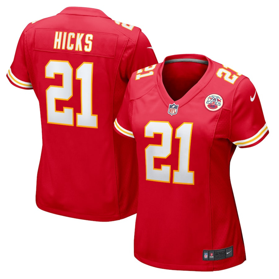 Jaden Hicks 21 Kansas City Chiefs Women's Game Jersey - Red JS9171 Saliibo