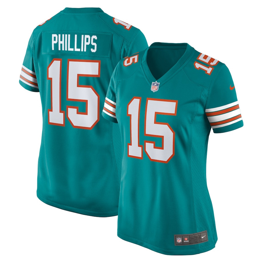 Jaelan Phillips 15 Miami Dolphins Women Alternate Game Jersey - Aqua JS9939 Saliibo