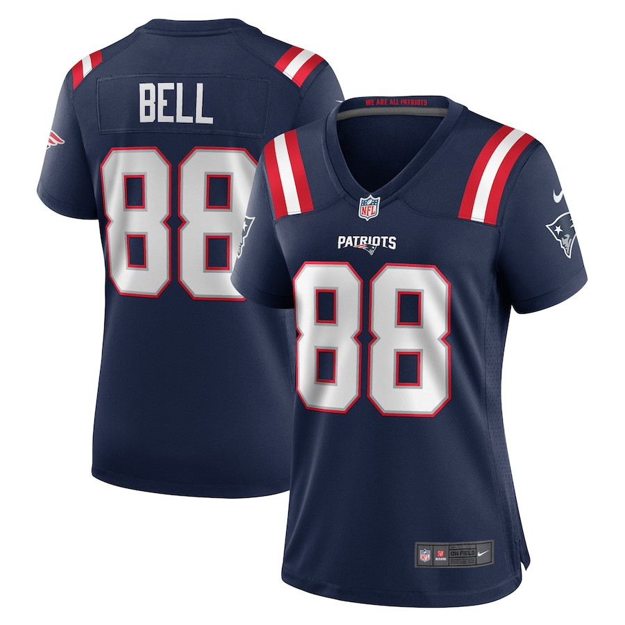 Jaheim Bell 88 New England Patriots Women's Team Game Jersey - Navy JS8937 Saliibo