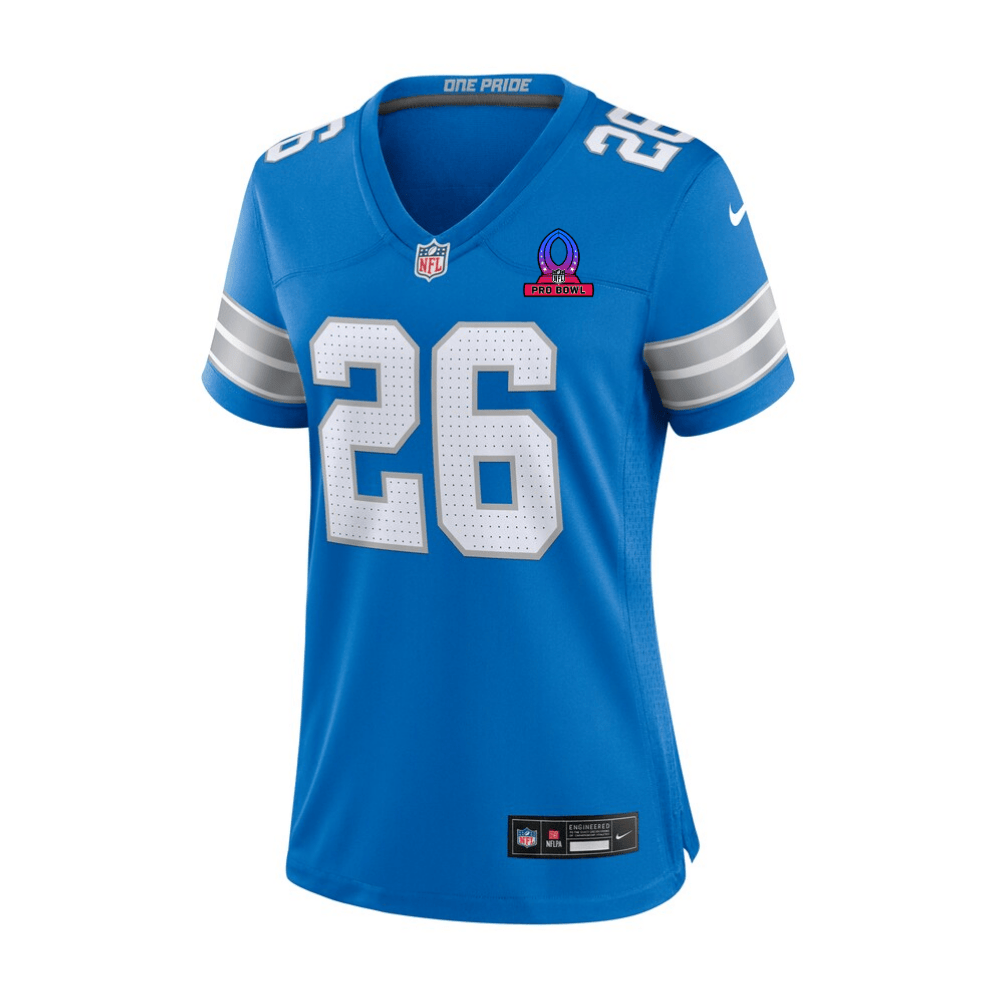 Jahmyr Gibbs 26 Detroit Lions 2025 Pro Bowl Patch Women Game Jersey - Blue JS9101 Saliibo - Image 3