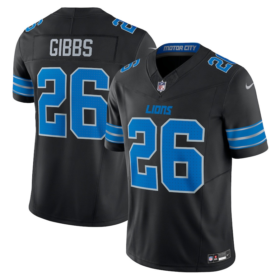 Jahmyr Gibbs 26 Detroit Lions 2nd Alternate Vapor F.U.S.E. Limited Jersey - Black JS2930 Saliibo