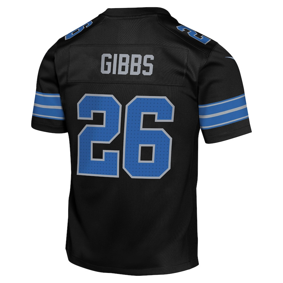 Jahmyr Gibbs 26 Detroit Lions Alternate Player Game YOUTH Jersey - Black JS9331 Saliibo - Image 3