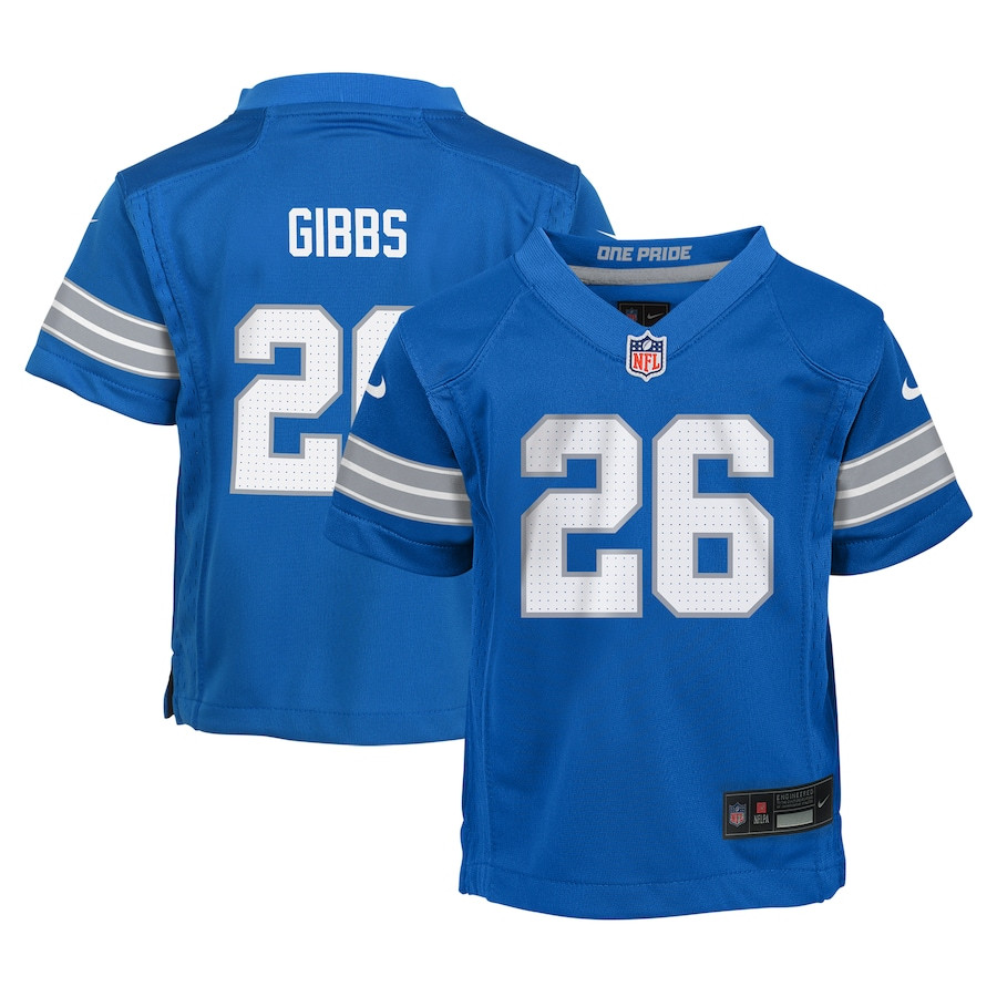 Jahmyr Gibbs 26 Detroit Lions Game YOUTH Jersey - Blue JS5343 Saliibo