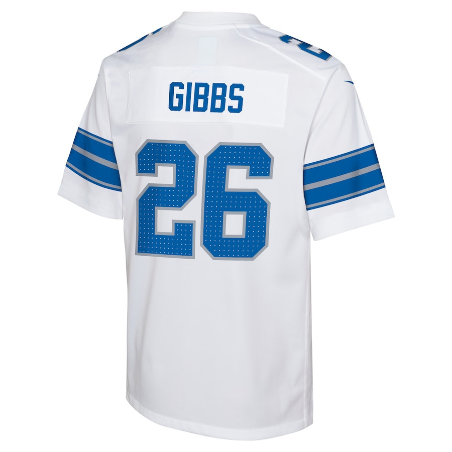 Jahmyr Gibbs 26 Detroit Lions Player Game YOUTH Jersey - White JS7518 Saliibo - Image 3