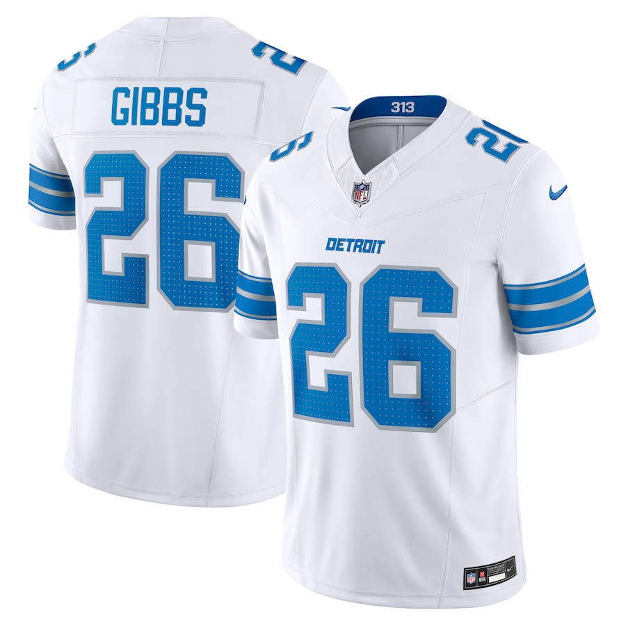 Jahmyr Gibbs 26 Detroit Lions Vapor F.U.S.E. Limited Jersey - White JS8968 Saliibo