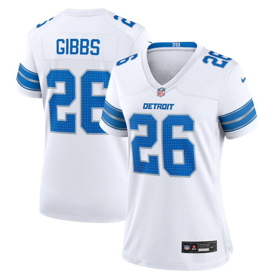 Jahmyr Gibbs 26 Detroit Lions Women's White Game Jersey - White JS2764 Saliibo