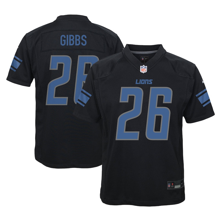 Jahmyr Gibbs 26 Detroit Lions YOUTH Fashion Game Jersey - Black JS3944 Saliibo