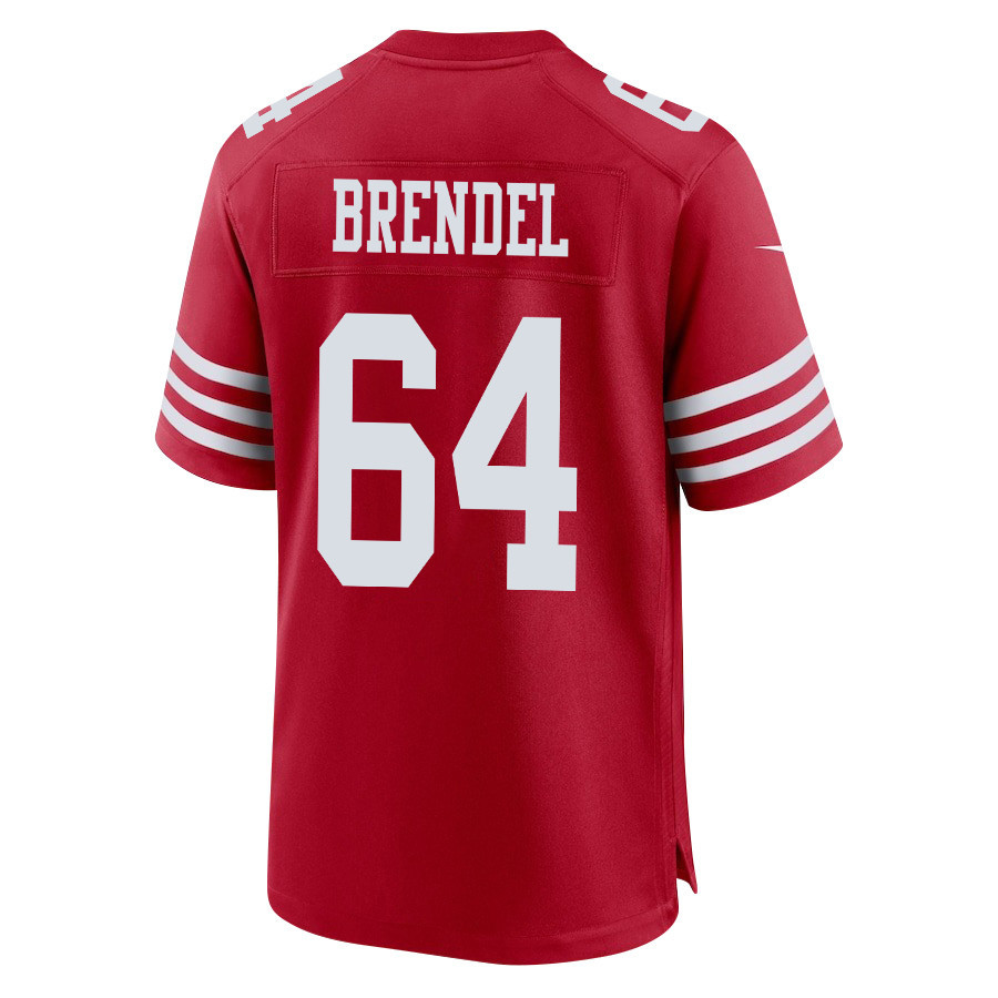 Jake Brendel 64 San Francisco 49ers NFC Champions Patch Game Men Jersey - Scarlet JS5948 Saliibo - Image 3