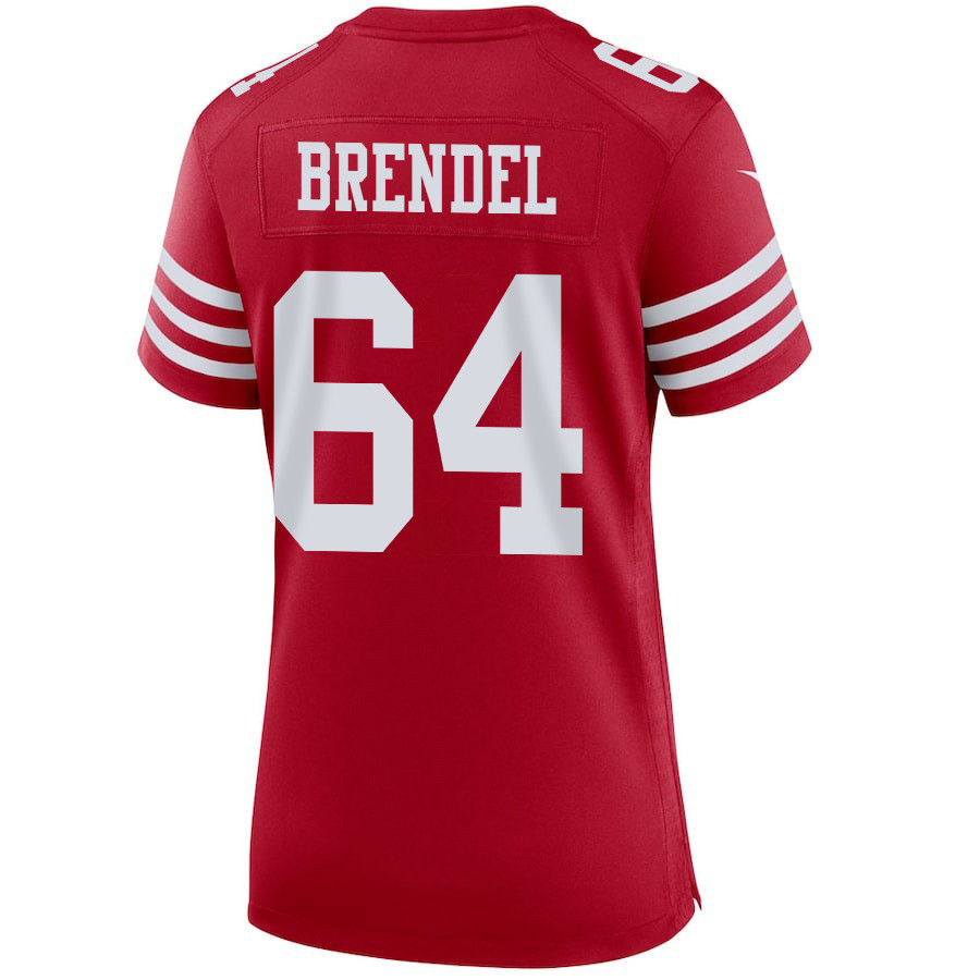 Jake Brendel 64 San Francisco 49ers Super Bowl LVIII Patch Game Women Jersey - Scarlet JS3338 Saliibo - Image 3