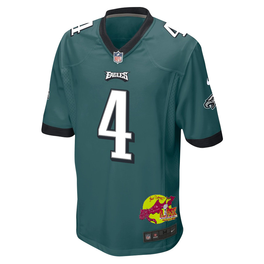 Jake Elliott 4 Philadelphia Eagles Super Bowl LIX New Orleans Patch Game Men Jersey - Midnight Green JS1319 Saliibo - Image 3