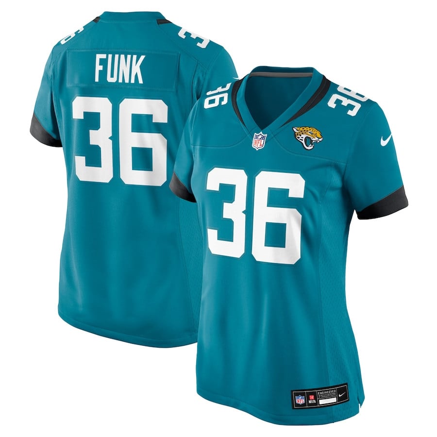 Jake Funk 36 Jacksonville Jaguars Women's Team Game Jersey - Teal JS8227 Saliibo