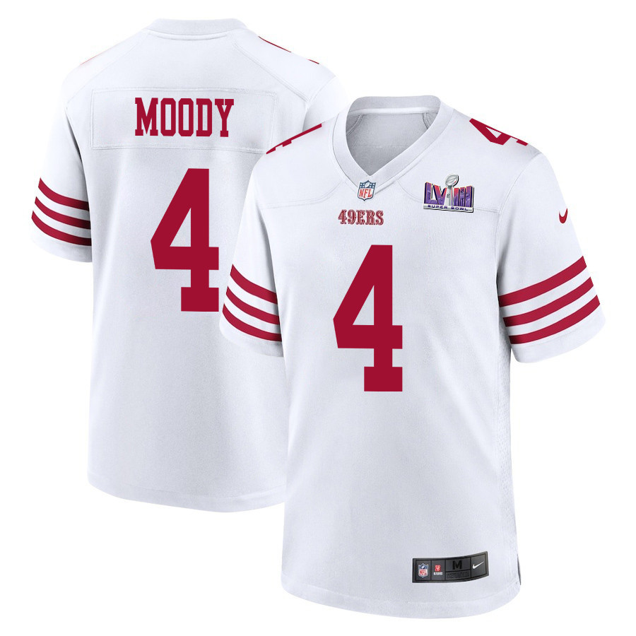 Jake Moody 4 San Francisco 49ers Super Bowl LVIII Patch Game Men Jersey - White JS6396 Saliibo