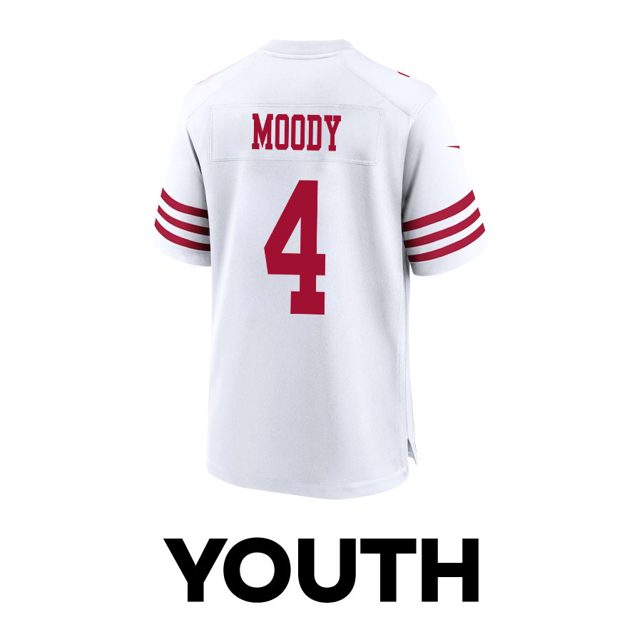 Jake Moody 4 San Francisco 49ers Super Bowl LVIII Patch Game YOUTH Jersey - White JS2692 Saliibo - Image 3
