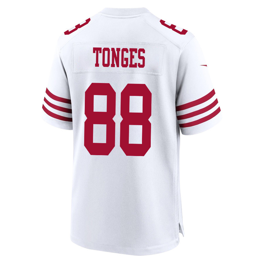 Jake Tonges 88 San Francisco 49ers NFC Champions Patch Game Men Jersey - White JS7709 Saliibo - Image 3