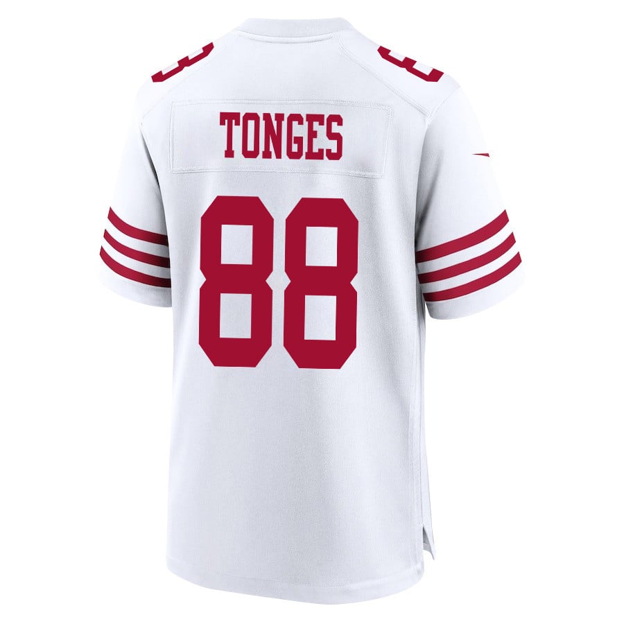 Jake Tonges 88 San Francisco 49ers Super Bowl LVIII Patch Game Men Jersey - White JS3586 Saliibo - Image 3