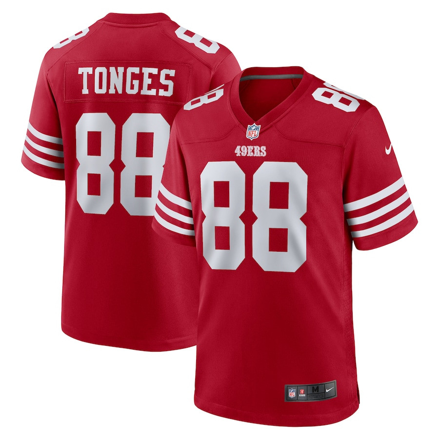Jake Tonges 88 San Francisco 49ers Team Game Men Jersey - Scarlet JS3696 Saliibo