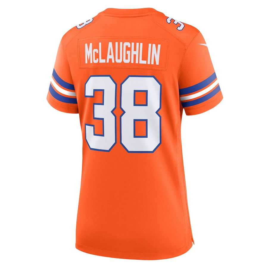 Jaleel McLaughlin 38 Denver Broncos Women's Mile High Collection 1977 Throwback Player Game Jersey - Orange JS7463 Saliibo - Image 3