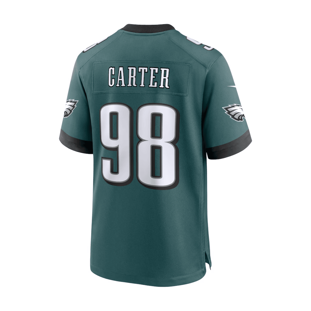 Jalen Carter 98 Philadelphia Eagles 2025 Pro Bowl Patch Game Men Jersey - Midnight Green JS5481 Saliibo - Image 3