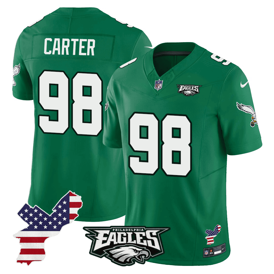 Jalen Carter 98 Philadelphia Eagles Philadelphia Patch Alternate Game Men Jersey - Kelly Green JS5371 Saliibo