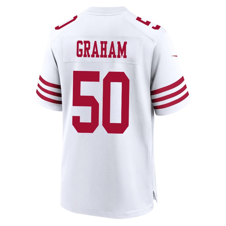 Jalen Graham 50 San Francisco 49ers Super Bowl LVIII Patch Game Men Jersey - White JS7677 Saliibo - Image 3