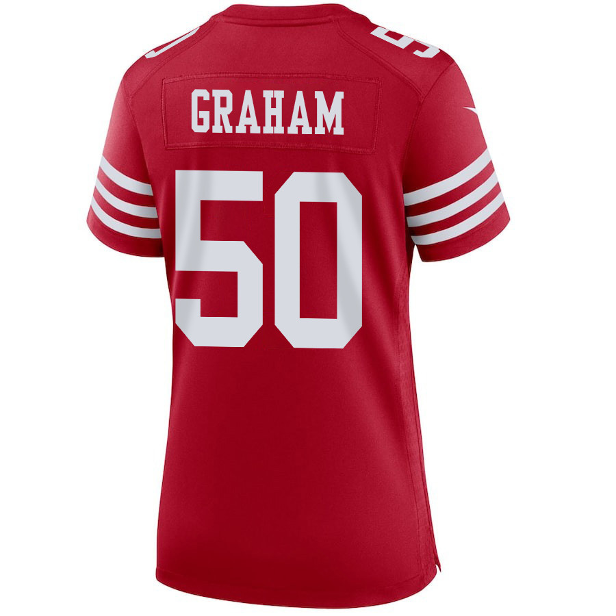 Jalen Graham 50 San Francisco 49ers Super Bowl LVIII Patch Game Women Jersey - Scarlet JS3460 Saliibo - Image 3