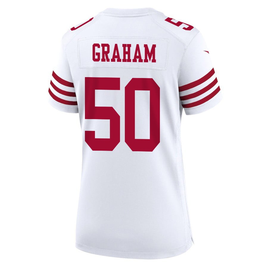 Jalen Graham 50 San Francisco 49ers Super Bowl LVIII Patch Game Women Jersey - White JS3880 Saliibo - Image 3