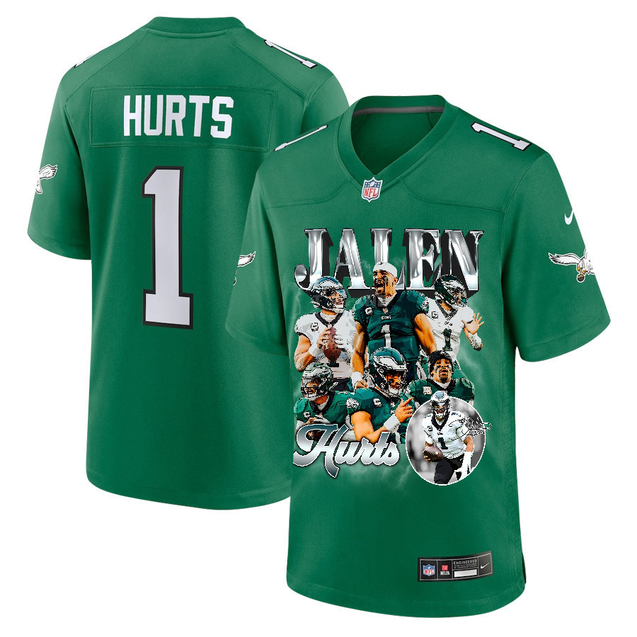 Jalen Hurts 1 Philadelphia Eagles Go Directly To Jalen Game Men Jersey - Kelly Green JS3695 Saliibo