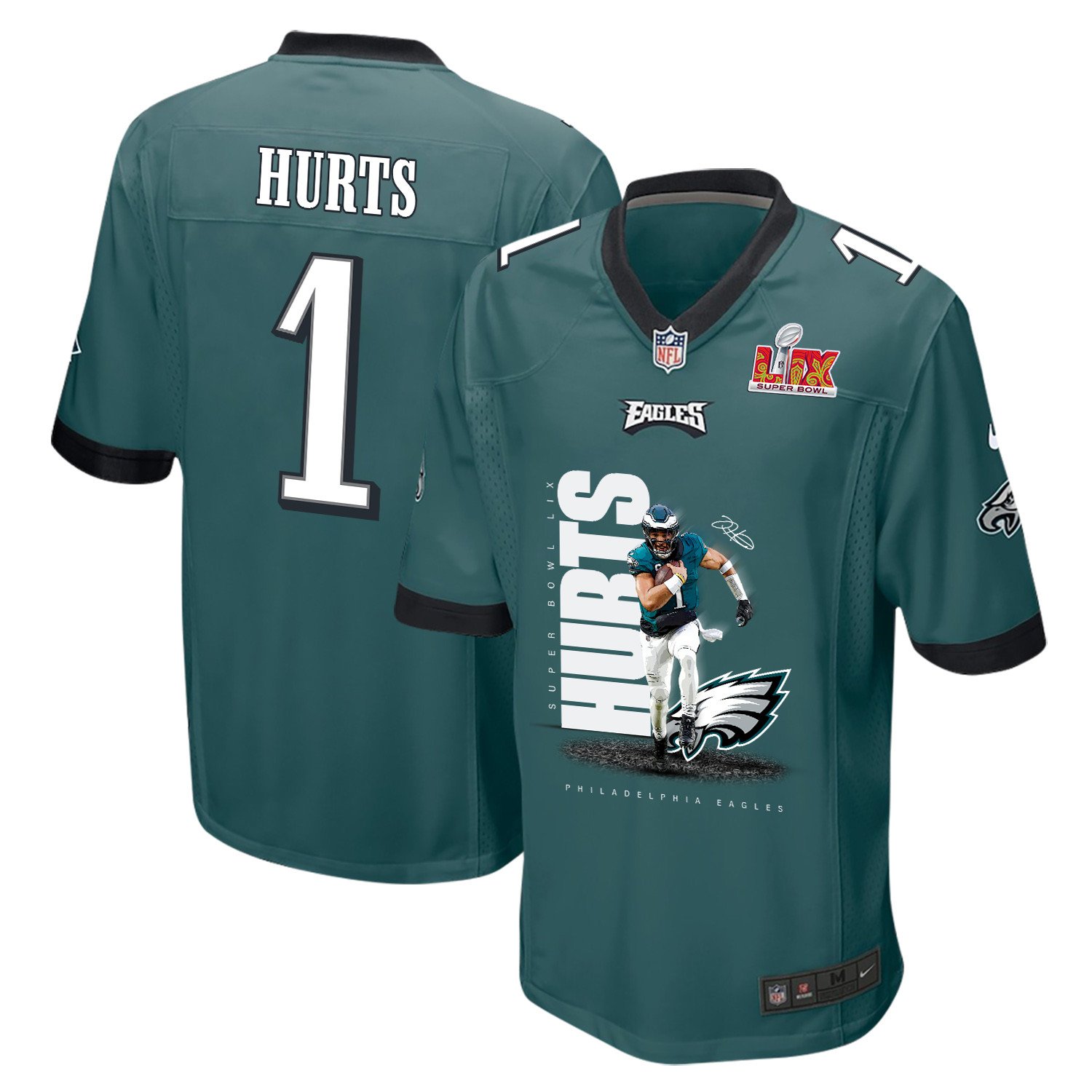 Jalen Hurts 1 Philadelphia Eagles 'Hurts So Good' Game Men Jersey - Midnight Green JS1552 Saliibo