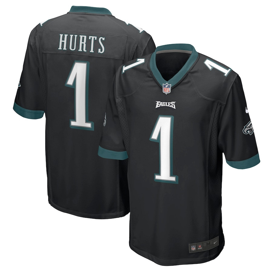 Jalen Hurts 1 Philadelphia Eagles Men Game Jersey - Black JS4569 Saliibo