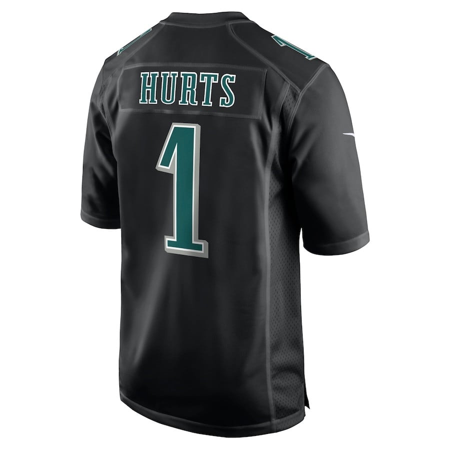 Jalen Hurts 1 Philadelphia Eagles Super Bowl LIX Fashion Game Player Jersey - Carbon Black JS5688 Saliibo - Image 3