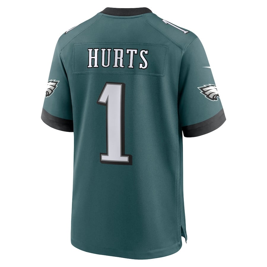 Jalen Hurts 1 Philadelphia Eagles Super Bowl LIX Game Player Jersey - Midnight Green JS2667 Saliibo - Image 3
