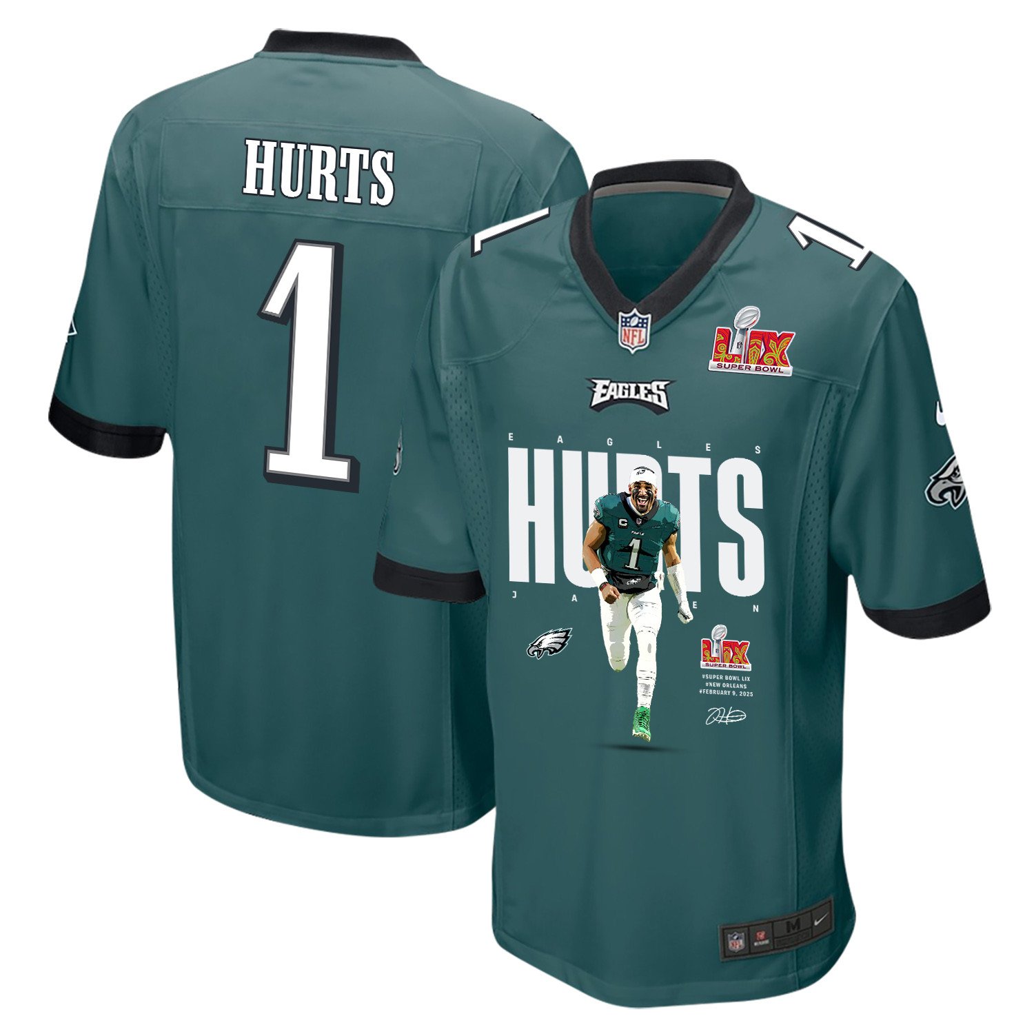 Jalen Hurts 1 Philadelphia Eagles 'The Hurts Locker' Game Men Jersey - Midnight Green JS5486 Saliibo