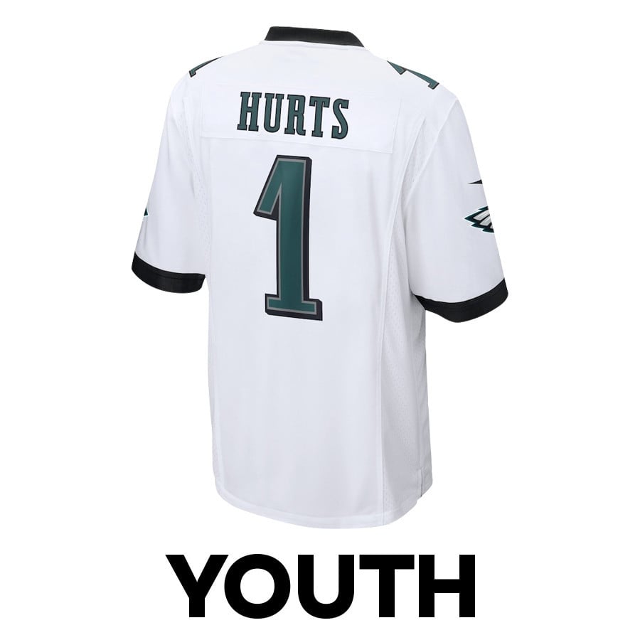 Jalen Hurts 1 Philadelphia Eagles Victory Game YOUTH Jersey - White JS7857 Saliibo - Image 3
